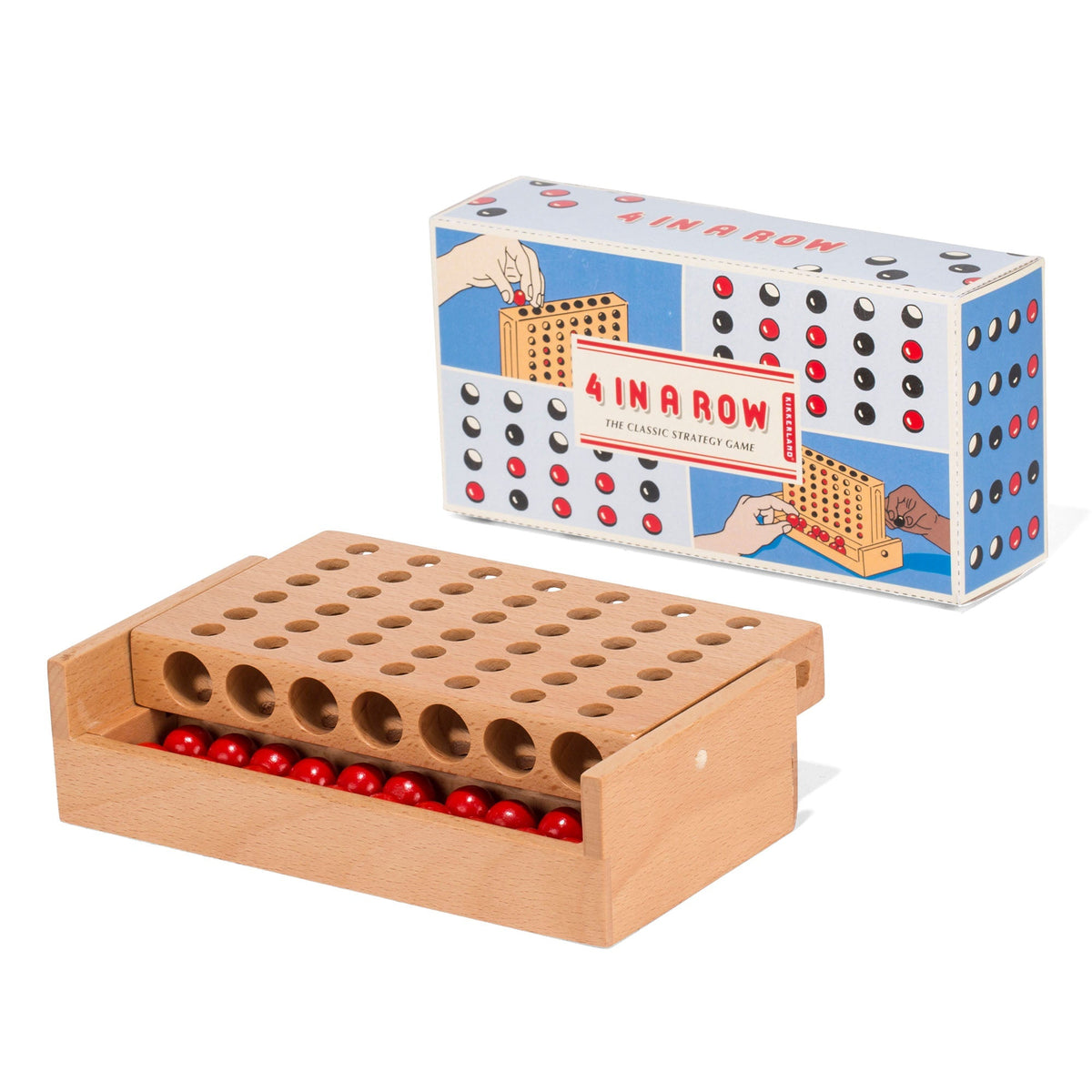 Travel-Size Beechwood 4 in a Row Game