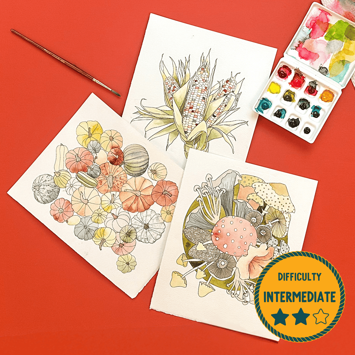 Fall Harvest Watercolor Painting Kit | Large