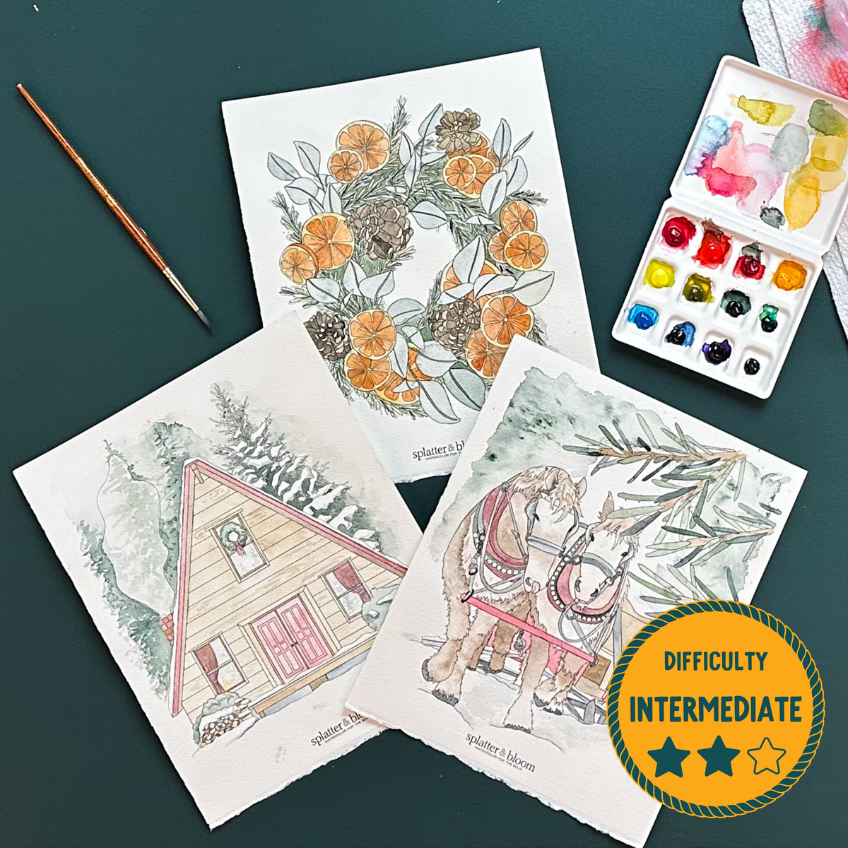 Winter Woods Watercolor Painting Kit | Large