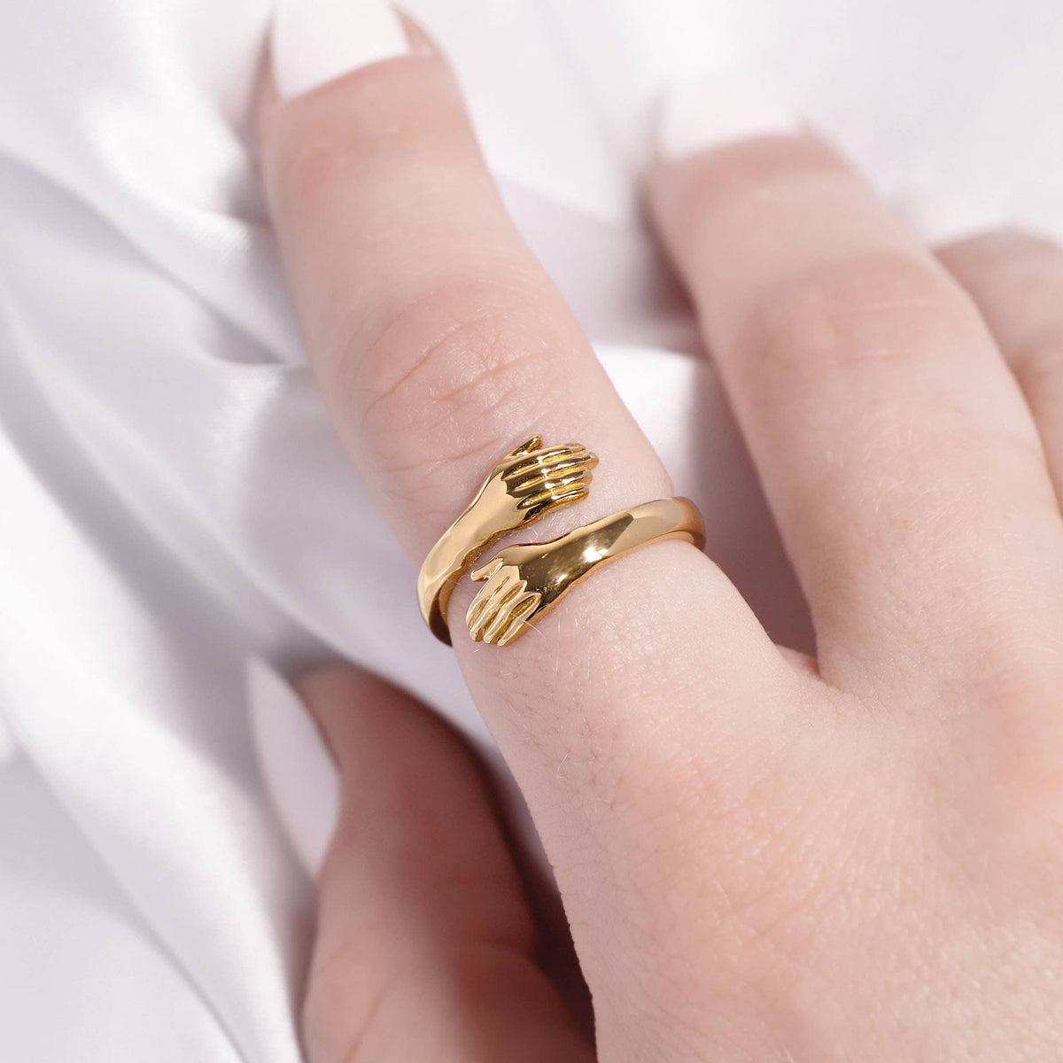 18K Gold PVD Stainless Steel Hug Ring: size 7 - Made in USA