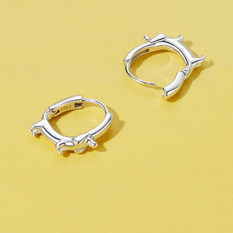 Dachshund Dog Hoop Earrings in 925 Sterling Silver: Gold Plated - Made in USA