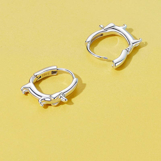 Dachshund Dog Hoop Earrings in 925 Sterling Silver: Gold Plated - Made in USA
