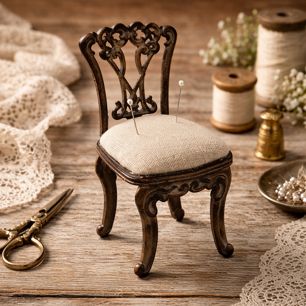 Victorian-Style Pewter Chair Pin Cushion
