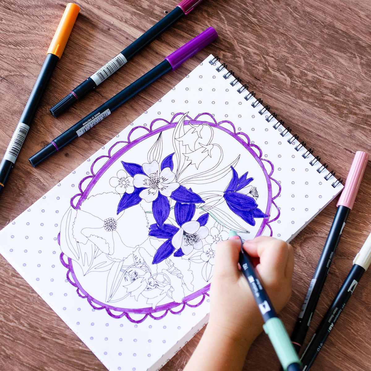 Wildflowers Premium Coloring Book - Made in USA