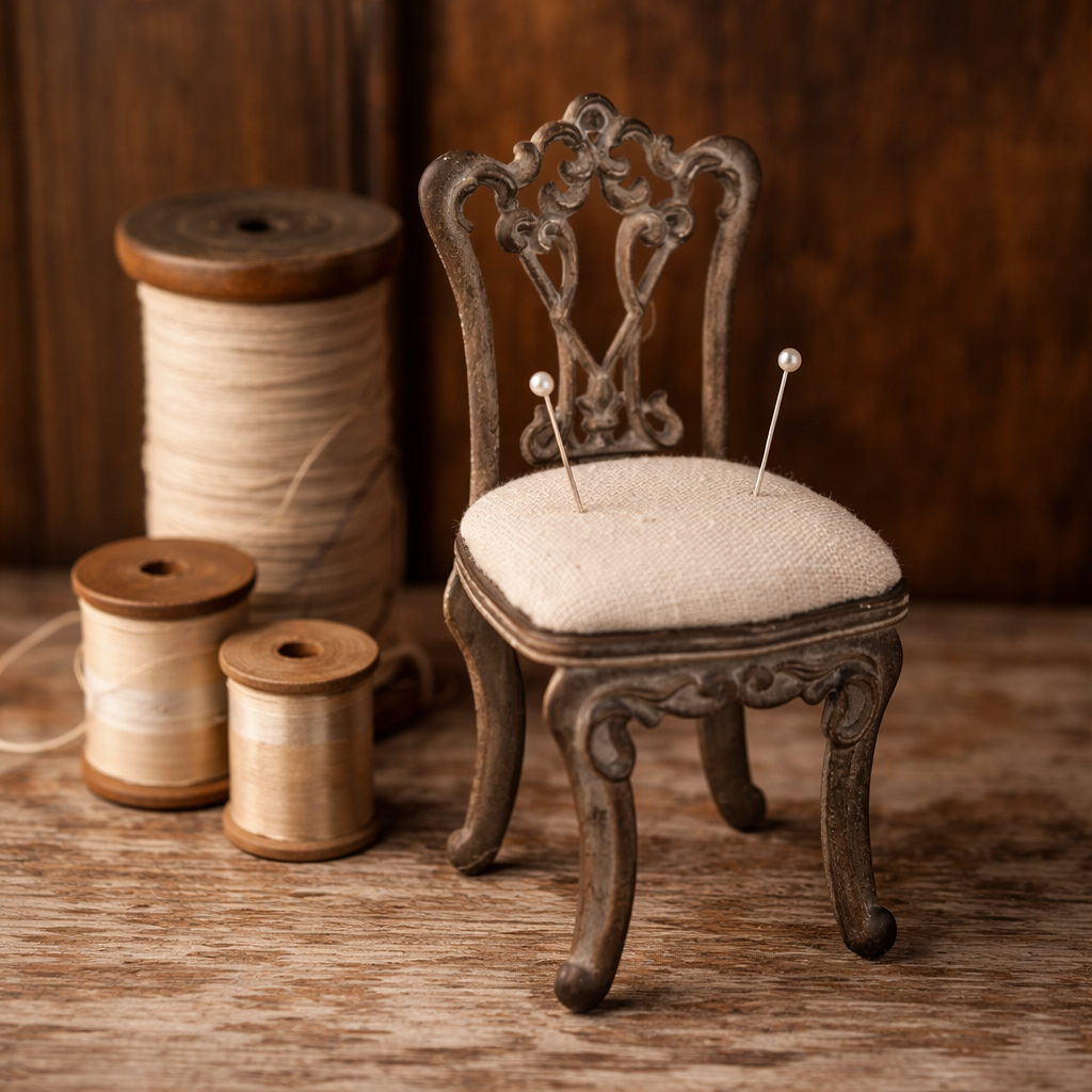 Victorian-Style Pewter Chair Pin Cushion