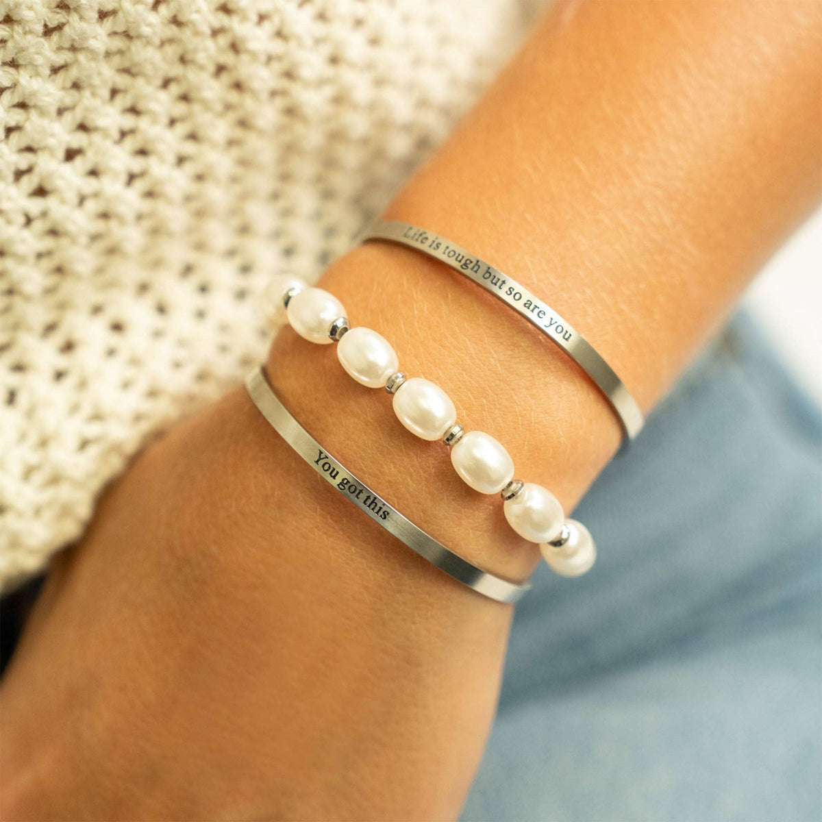 You Got This Engraved Bangle Bracelet: Stainless - Made in USA