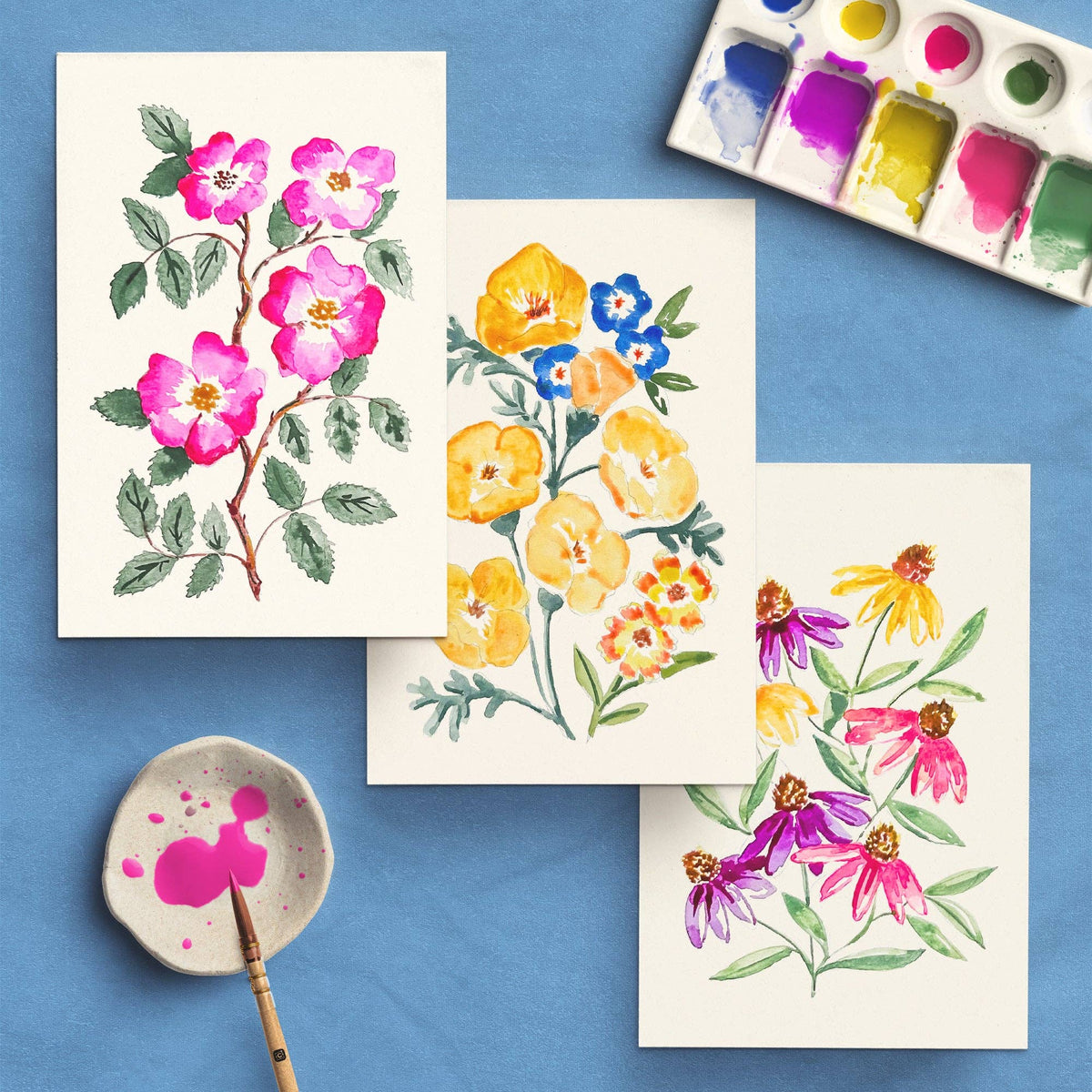 Wildflowers No. 1 Watercolor Painting Kit - Made in USA