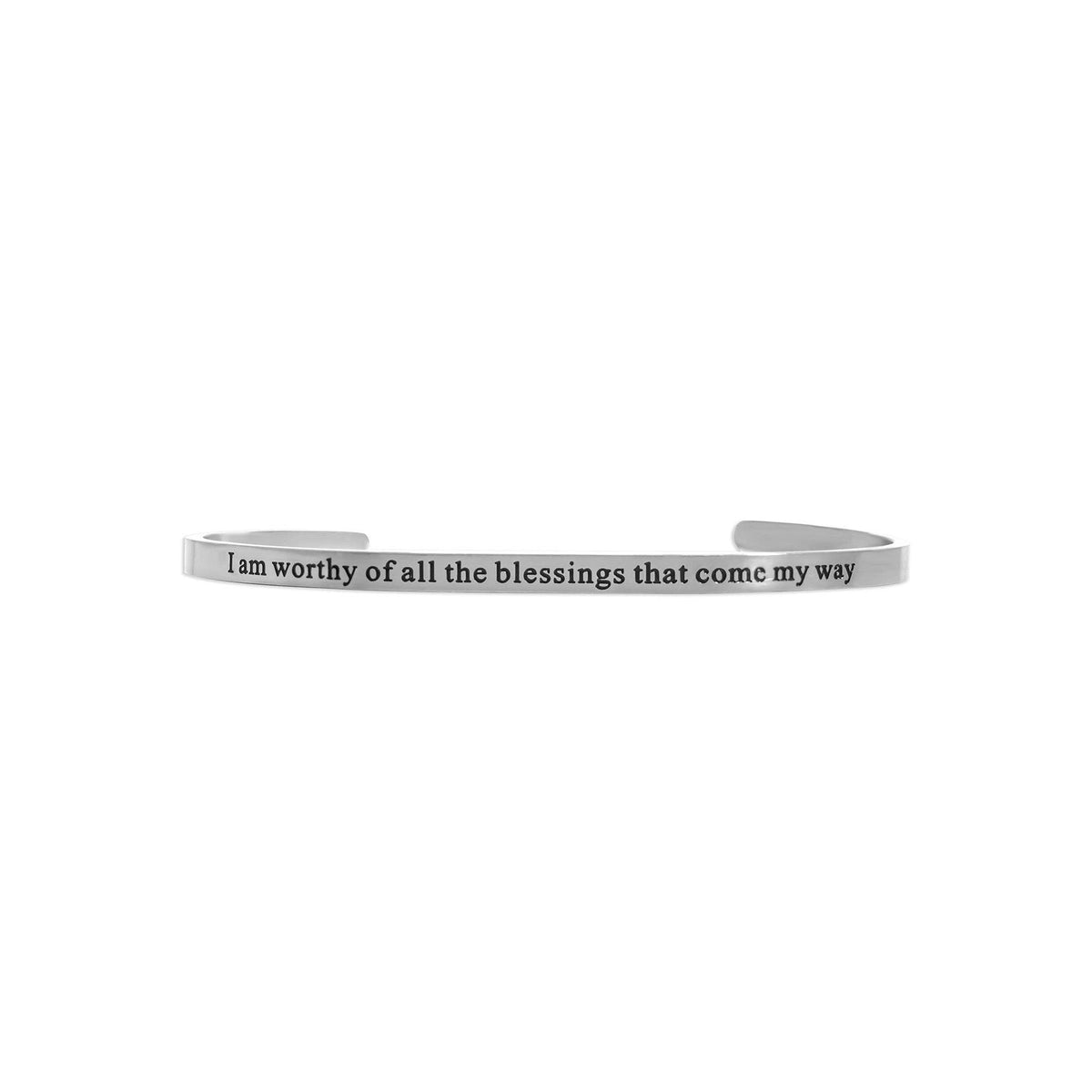 18K Gold PVD Worthy of Blessings Engraved Bangle Bracelet: Gold - Made in USA