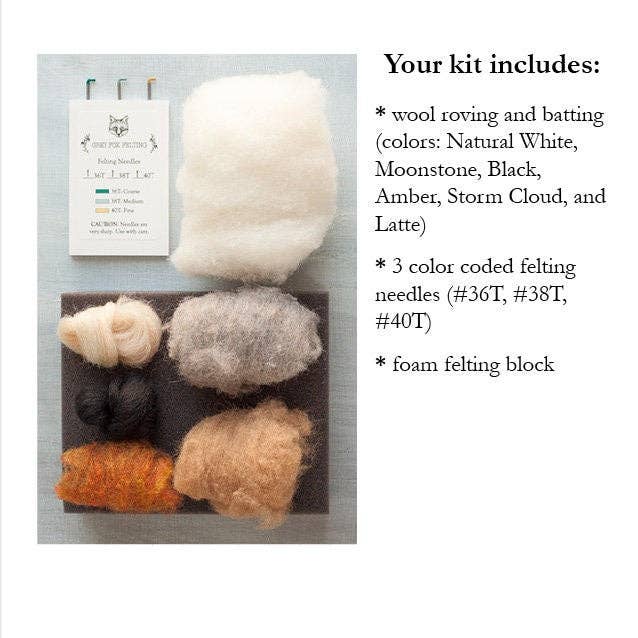 Barn Owl Needle Felting Kit - Intermediate - Made in USA