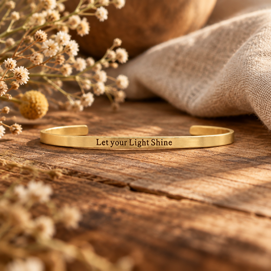 18K Gold PVD Stainless Steel Let your Light Shine Bracelet: Gold - Made in USA