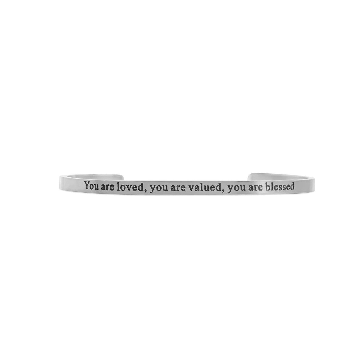 18K Gold PVD You are Loved Engraved Bangle Bracelet: Gold - Made in USA