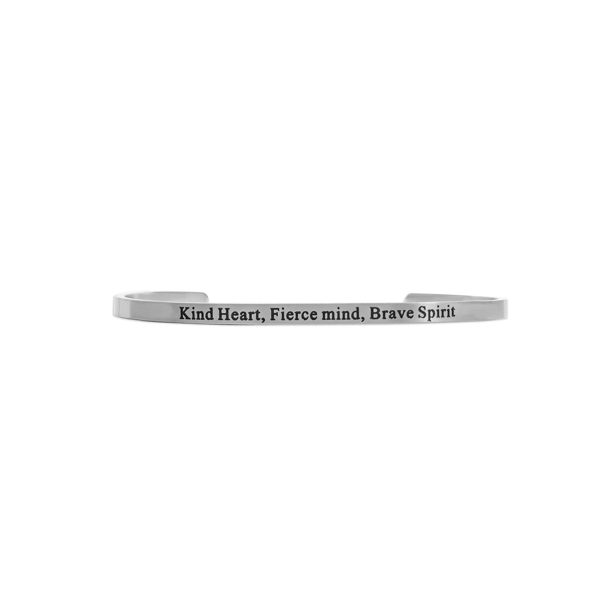 18K Gold PVD Kind Heart Fierce Mind Engraved Bangle: Gold - Made in USA