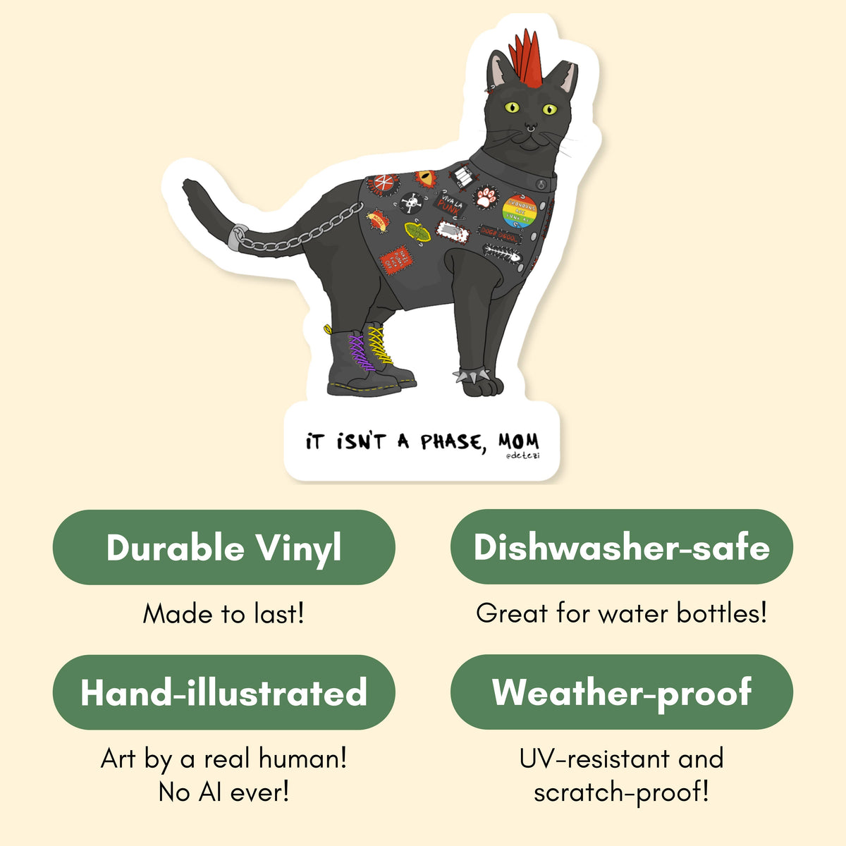 Punk Black Cat Vinyl Sticker