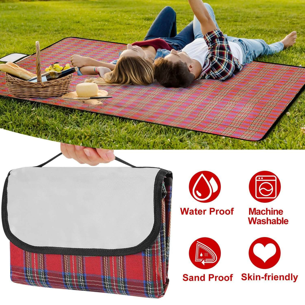 Oversized Waterproof Plaid Picnic Blanket