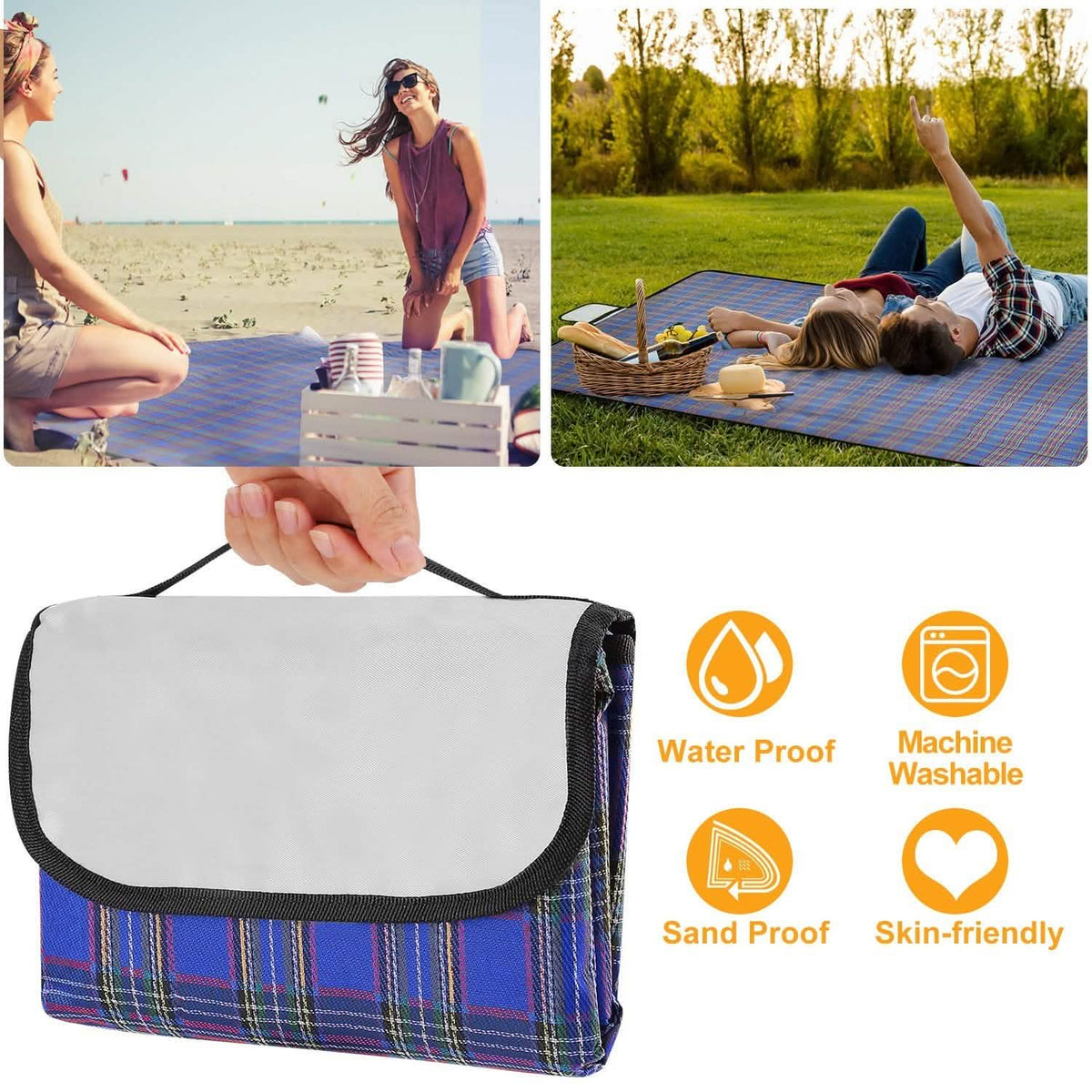 Oversized Waterproof Plaid Picnic Blanket