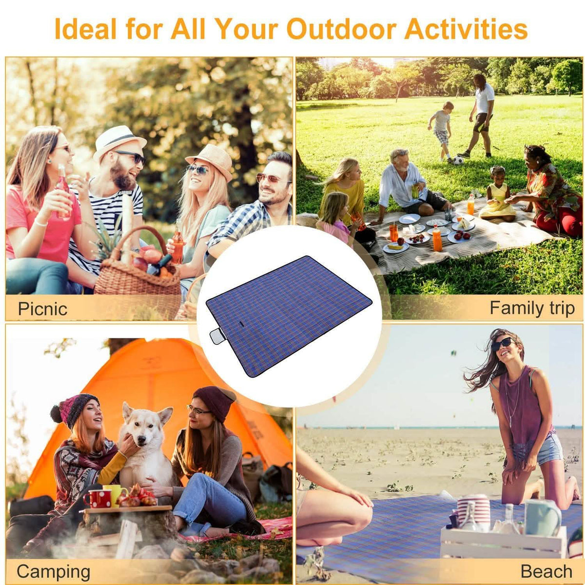 Oversized Waterproof Plaid Picnic Blanket
