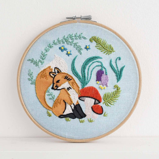 Enchanted Forest Fox and Mushrooms Embroidery Kit