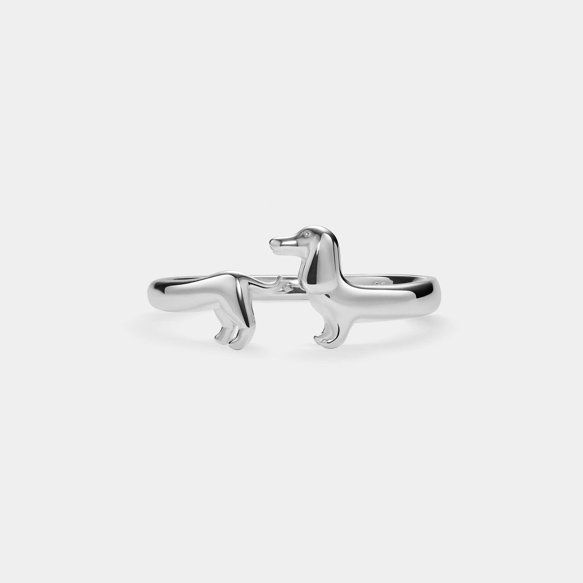 Dachshund Dog Stacking Band Ring in 925 Sterling Silver Gold Plated - Made in USA