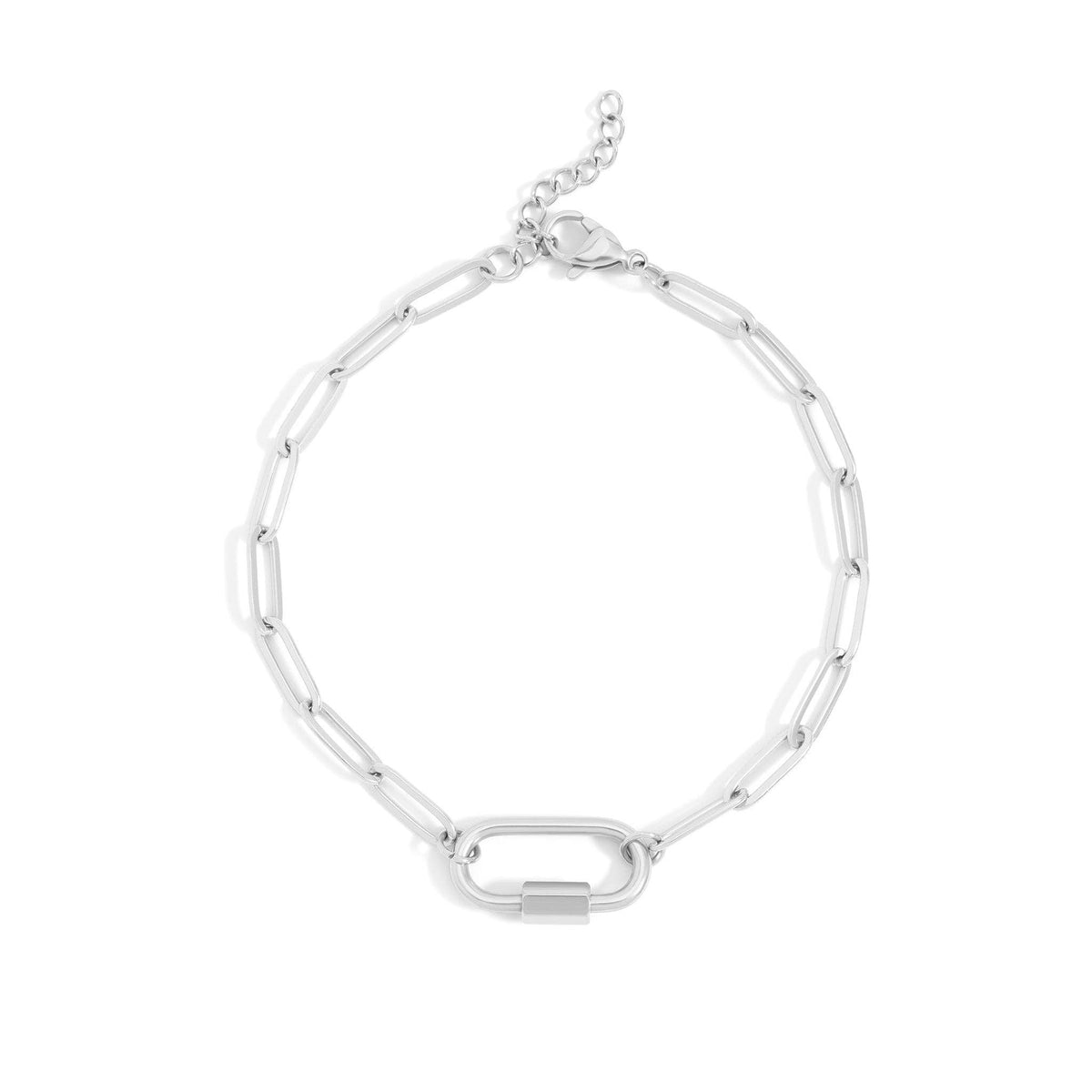 18K Gold PVD Paperclip Carabiner Bracelet: Gold