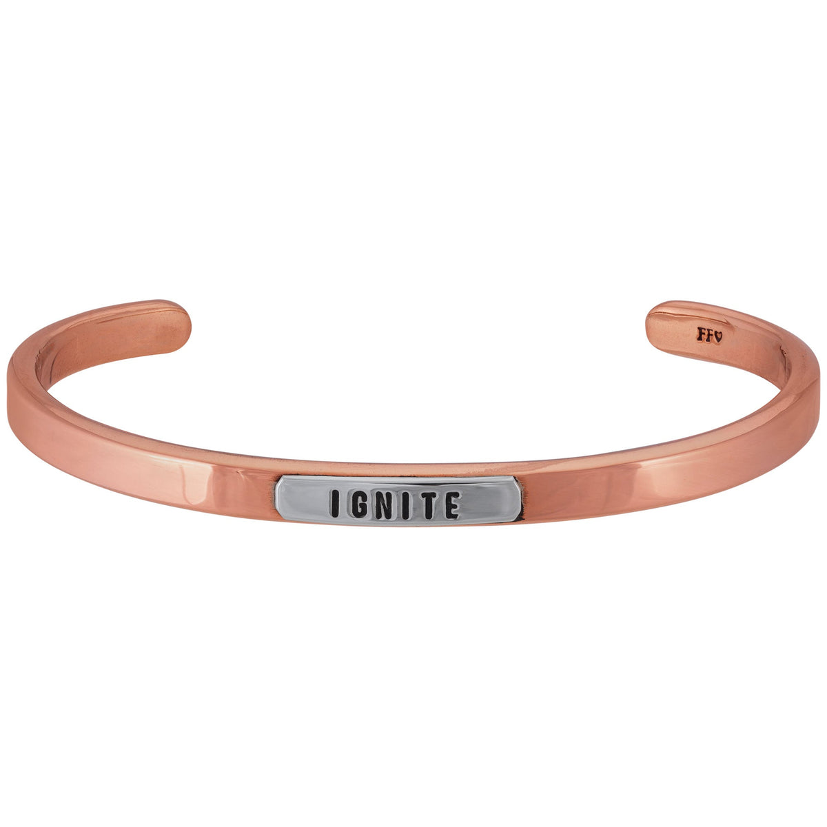 Ignite Engraved Sterling Silver & Copper Cuff Bracelet