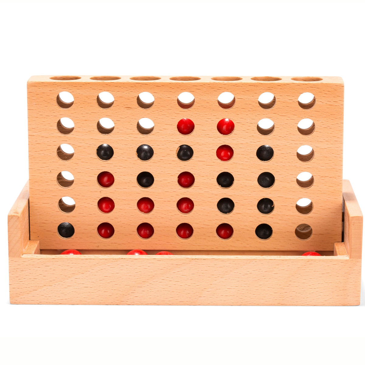 Travel-Size Beechwood 4 in a Row Game