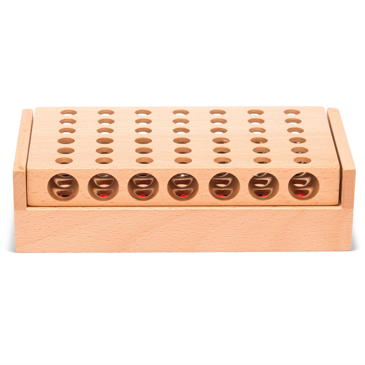 Travel-Size Beechwood 4 in a Row Game