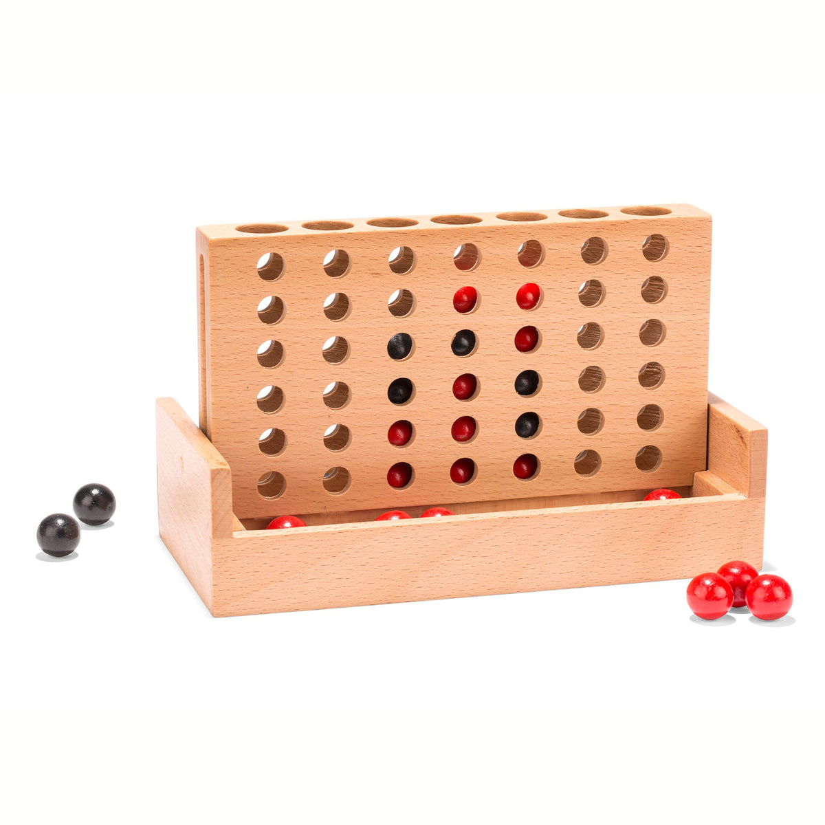 Travel-Size Beechwood 4 in a Row Game
