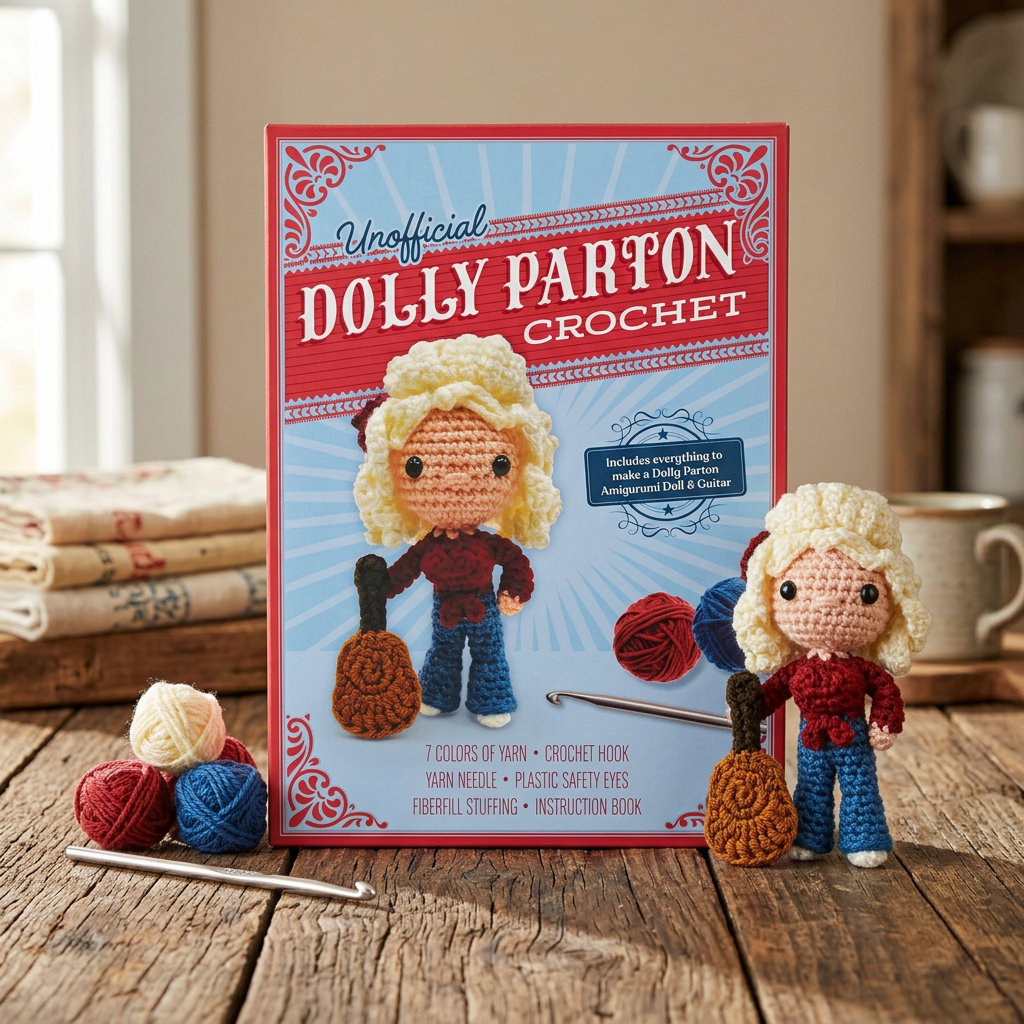 Unofficial Dolly Parton Book & Crochet Kit | Doll & Guitar