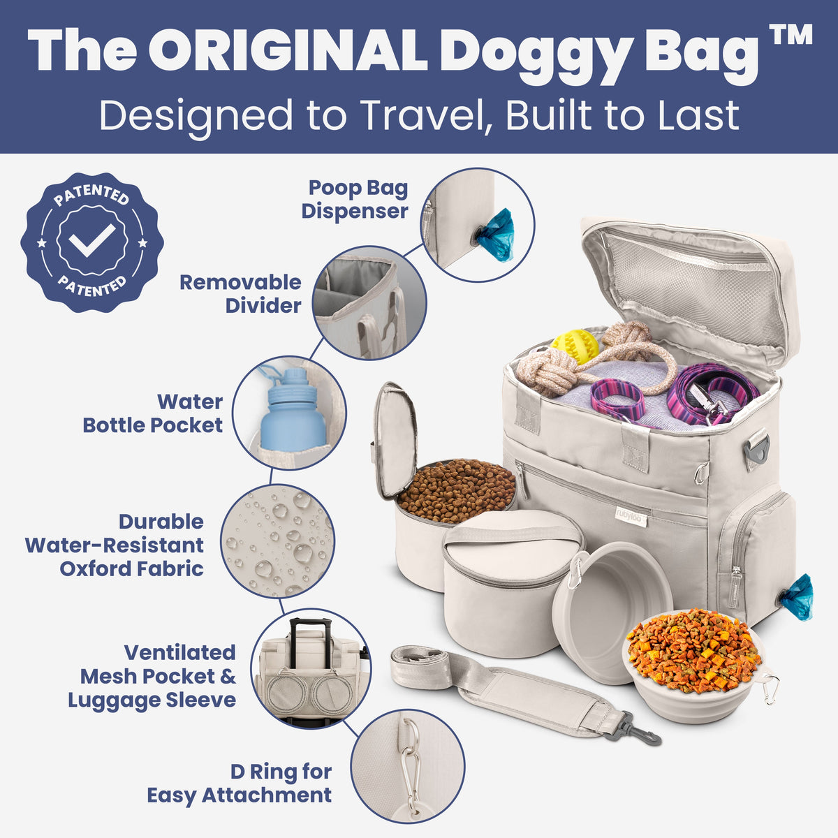 The Original Doggy Bag® Dog Travel Bag & Feeding Set