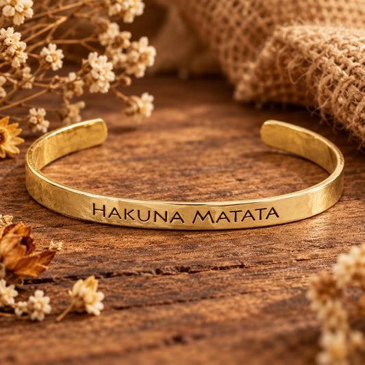 Hakuna Matata Mixed Metals Cuff Bracelet