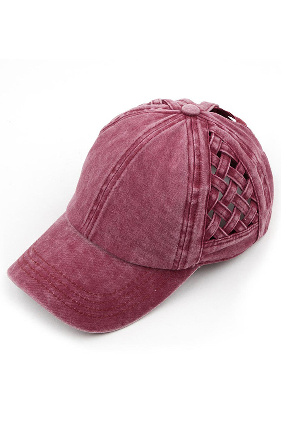 Basket-Weave Criss-Cross Ponytail Cap
