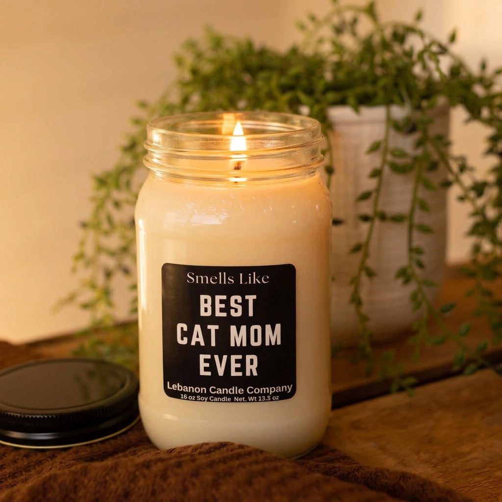 Best Cat Mom Ever Soy Candle | 16.5 oz Mason Jar