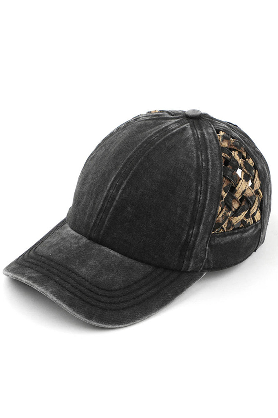 Basket-Weave Criss-Cross Ponytail Cap