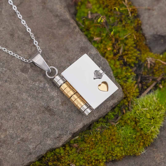 Tiny Book Pendant Necklace with Pages