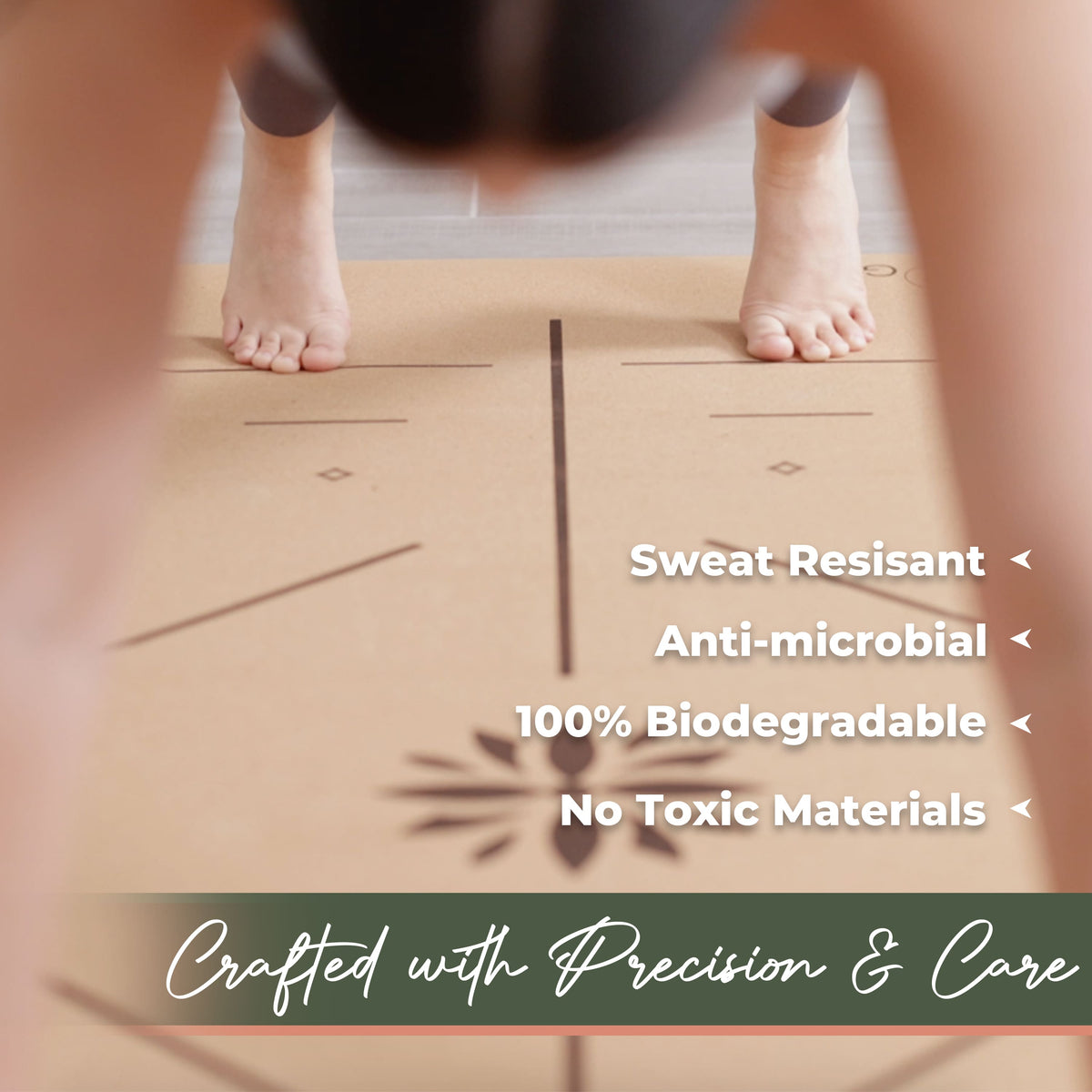 Premium Cork Yoga Mat with Alignment Guides