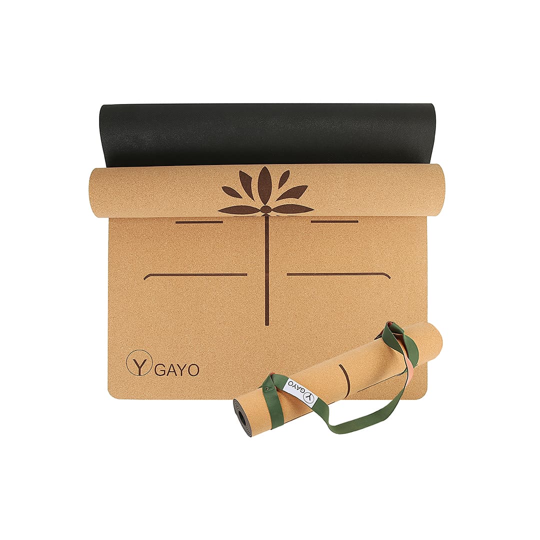 Premium Cork Yoga Mat with Alignment Guides