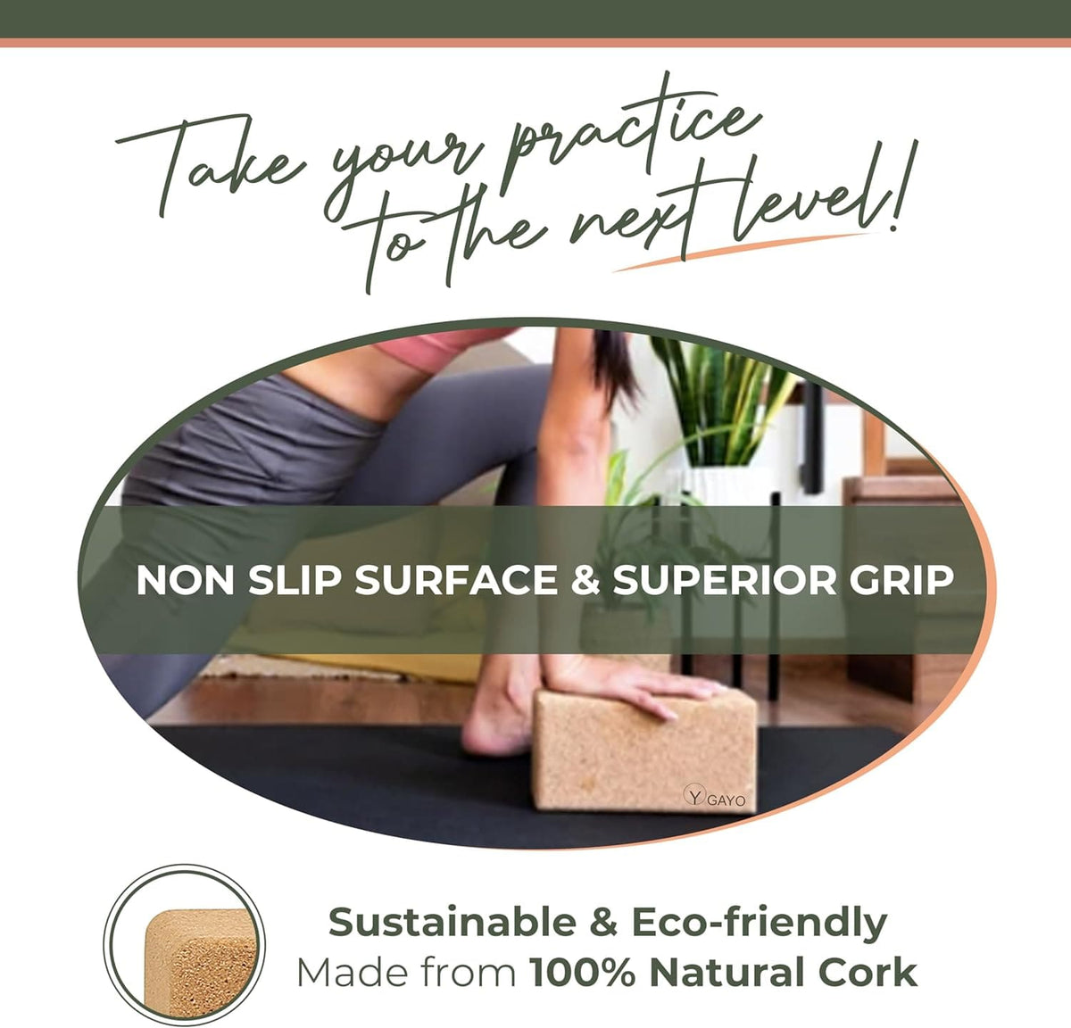Large Cork Yoga Blocks & Strap Set