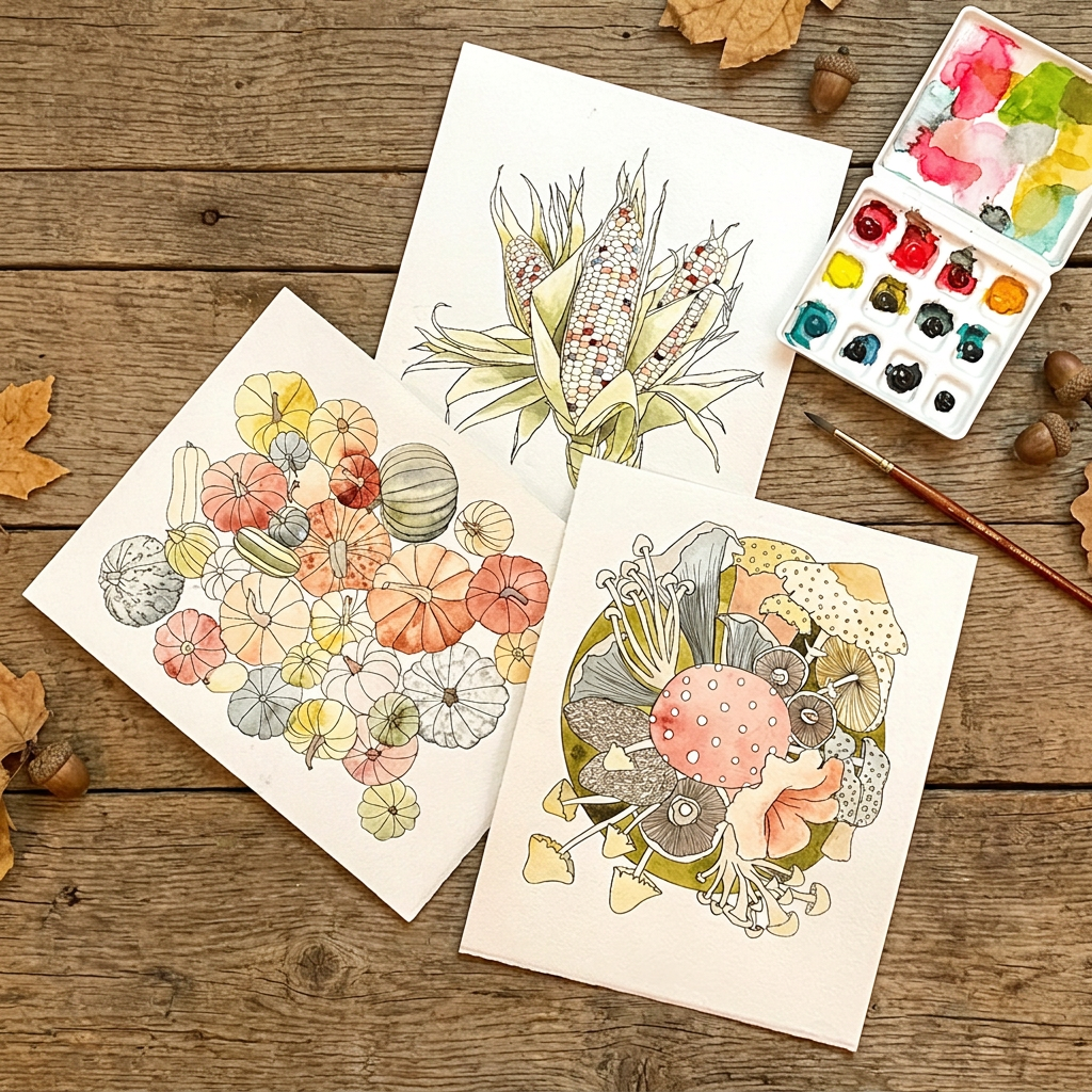 Fall Harvest Watercolor Painting Kit | Large