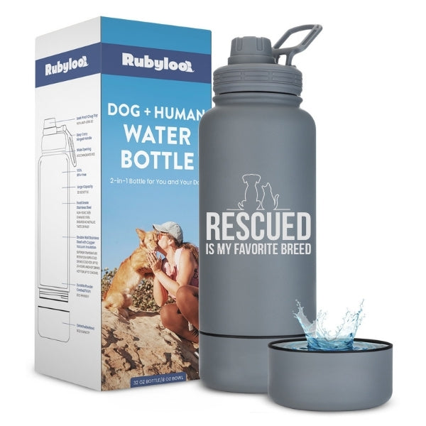2-in-1 Dog + Human Water Bottle with Detachable Dog Bowl