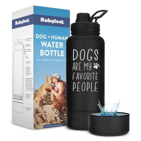 2-in-1 Dog + Human Water Bottle with Detachable Dog Bowl