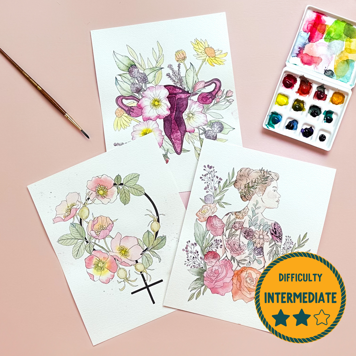 Feminist Florals Watercolor Painting Kit | Large