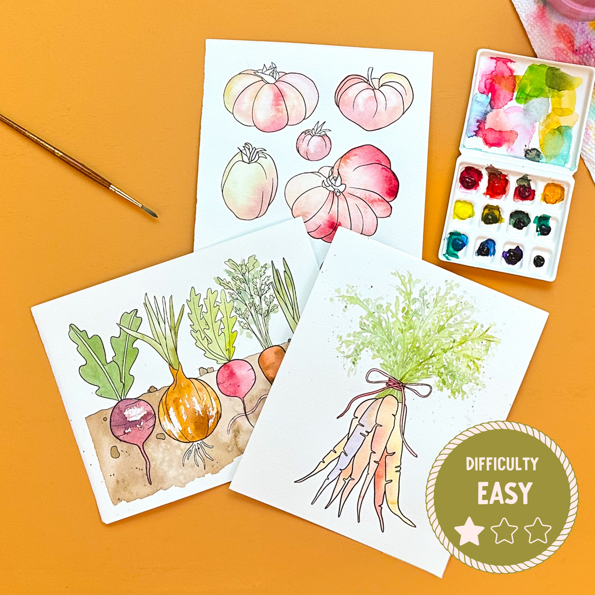 Garden Veggies Watercolor Painting Kit | Large