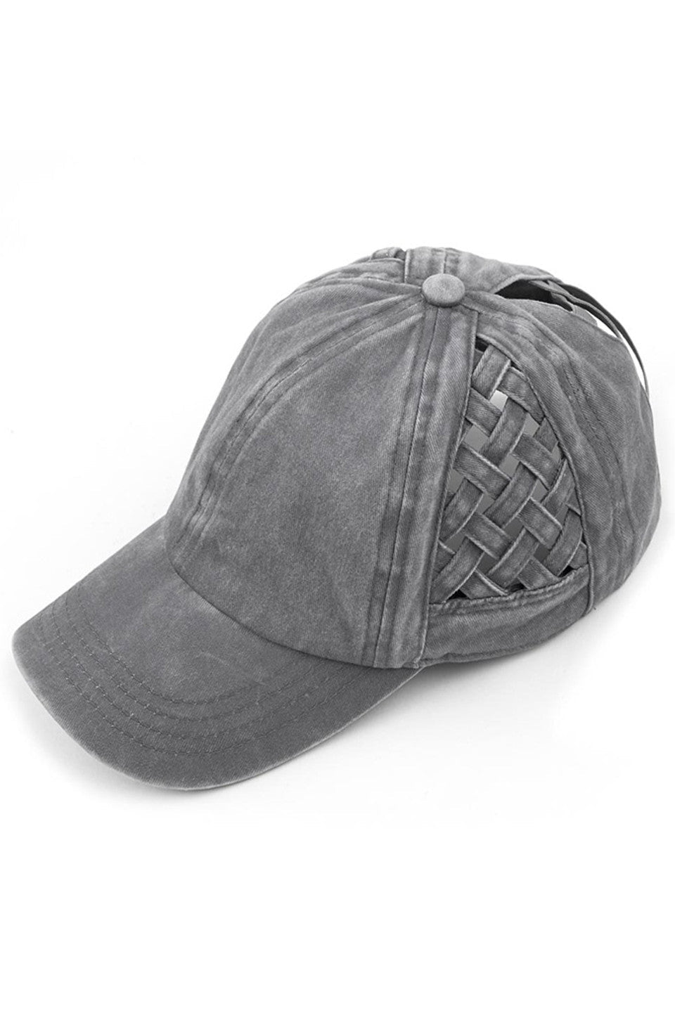 Basket-Weave Criss-Cross Ponytail Cap