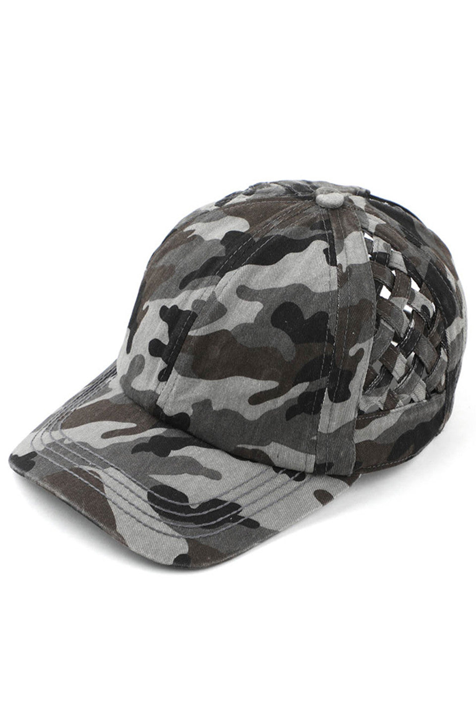 Basket-Weave Criss-Cross Ponytail Cap