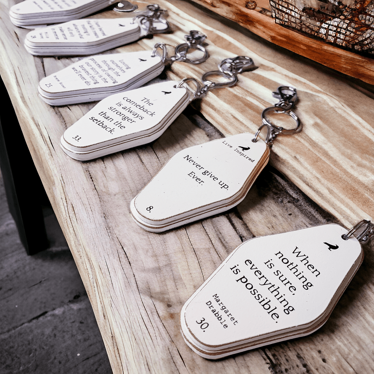 Wooden Message Keychain