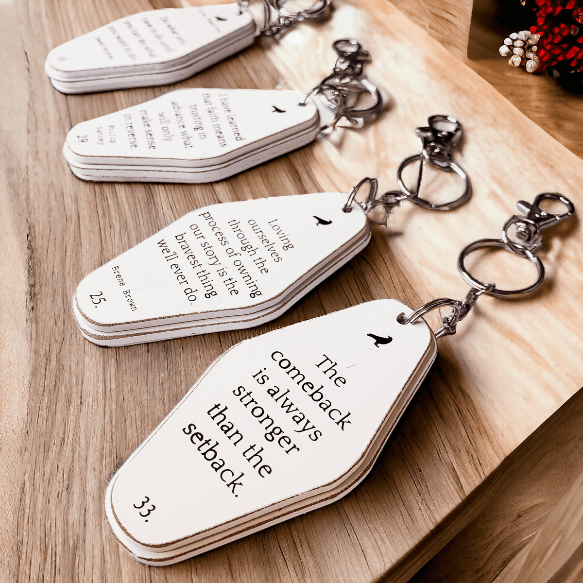 Wooden Message Keychain