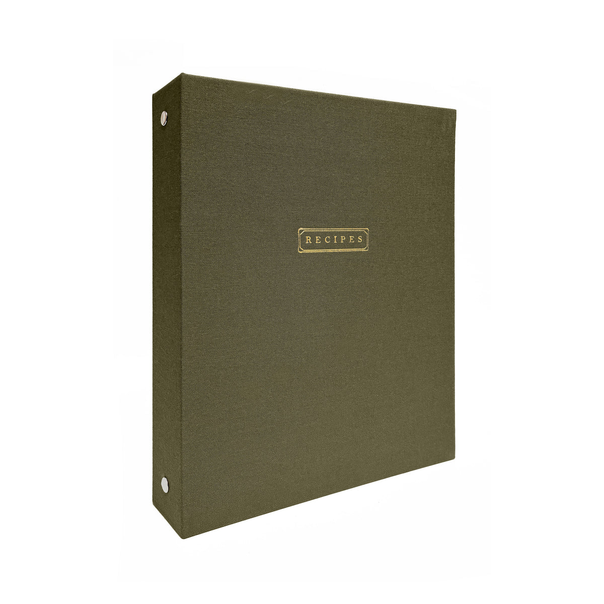 Olive Green Linen Recipe Binder | Gold Foil Cover