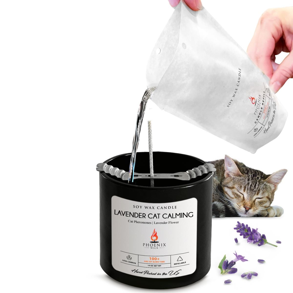 Cat Calming Soy Candle-Making Kit | 14 oz with Glass Jar
