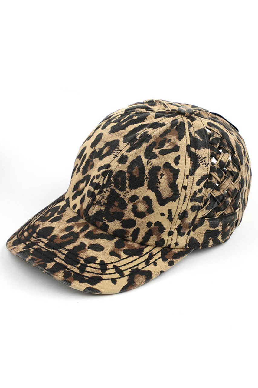 Basket-Weave Criss-Cross Ponytail Cap