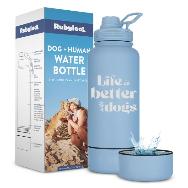 2-in-1 Dog + Human Water Bottle with Detachable Dog Bowl